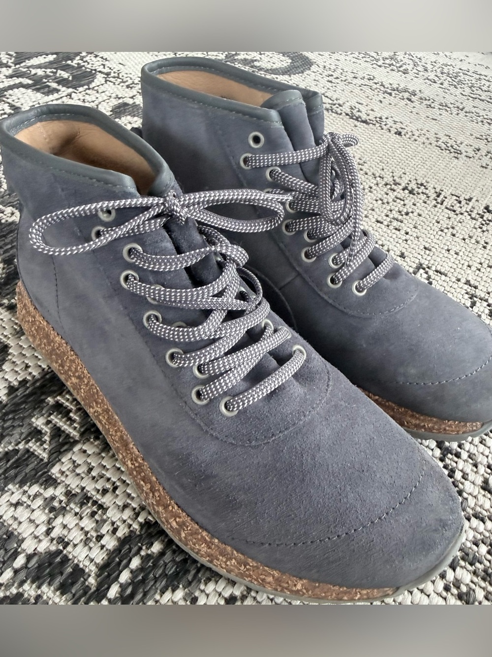 Birkenstock Gray Suede Lace Up Ankle Boots Cork Sole EU 37